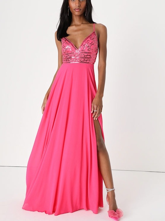 Lulus Dresses & Skirts - Lulus Glam Sweetheart Pink Sequin Beaded Sleeveless Maxi Dress